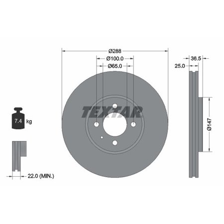 92302303 Тормозной диск TEXTAR