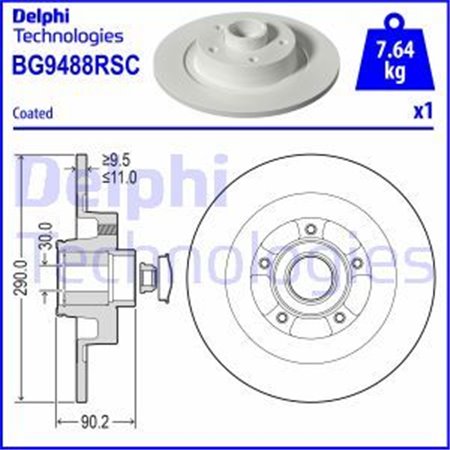 BG9488RSC Brake Disc DELPHI