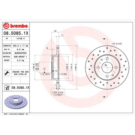 08.5085.1X Brake Disc BREMBO