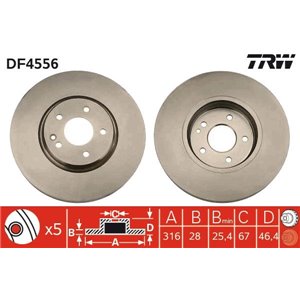DF4556 Тормозной диск TRW - Top1autovaruosad