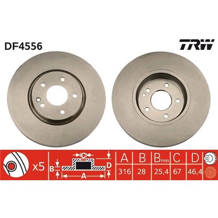 DF4556 Brake Disc TRW