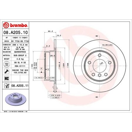 08.A205.11 Brake Disc BREMBO