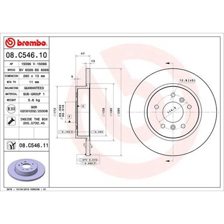 08.C546.11 Brake Disc BREMBO