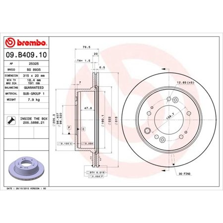 09.B409.10 Brake Disc BREMBO