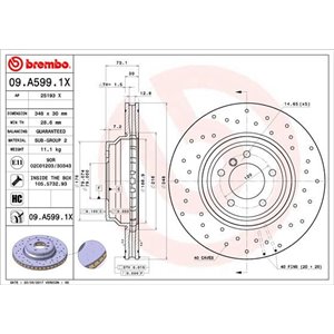 09.A599.1X Bromsskiva BREMBO - Top1autovaruosad