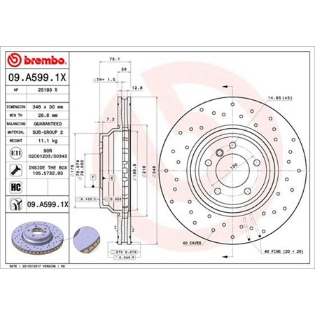 09.A599.1X Тормозной диск BREMBO