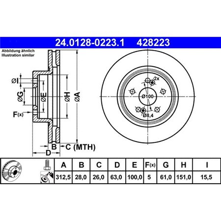 24.0128-0223.1 Тормозной диск ATE