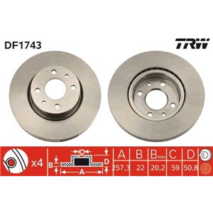 DF1743  Brake disc TRW 
