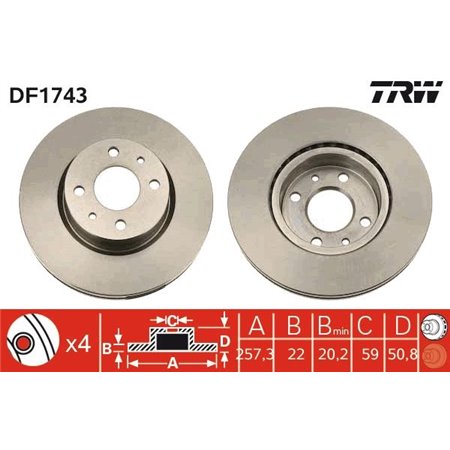 DF1743 Brake Disc TRW