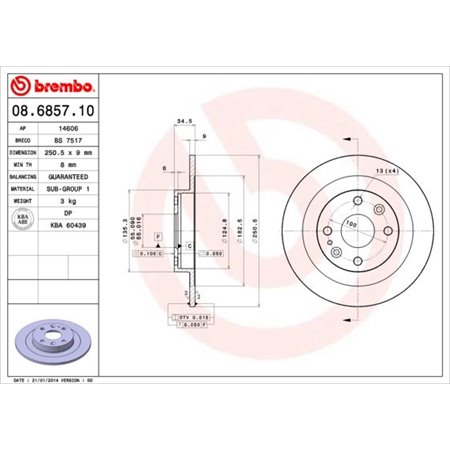 08.6857.10 Тормозной диск BREMBO