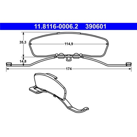 11.8116-0006.2 Пружина, тормозной суппорт ATE