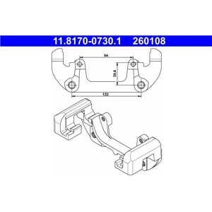 11.8170-0730.1 Кронштейн, корпус скобы тормоза ATE - Top1autovaruosad