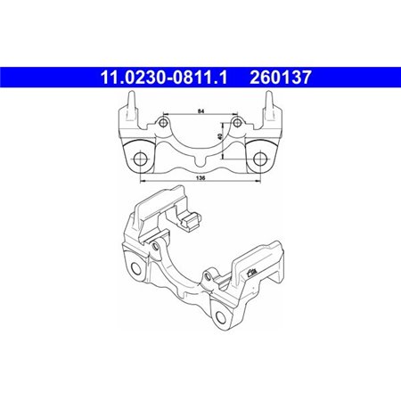 11.0230-0811.1 Кронштейн, корпус скобы тормоза ATE