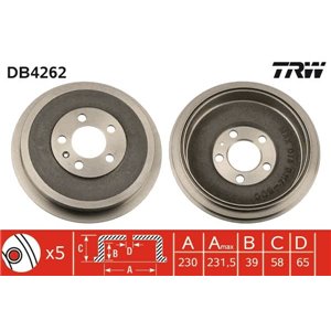 DB4262  Brake drum TRW 