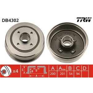 DB4302  Brake drum TRW  - Top1autovaruosad