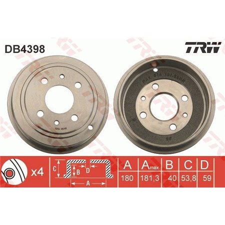 DB4398 Brake Drum TRW