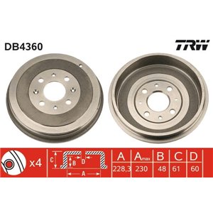 DB4360 Brake Drum TRW - Top1autovaruosad