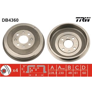 DB4360 Тормозной барабан TRW - Top1autovaruosad