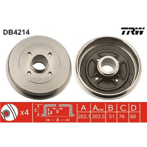 DB4214 Тормозной барабан TRW - Top1autovaruosad