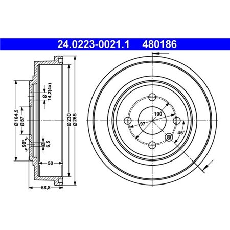 24.0223-0021.1 Brake Drum ATE