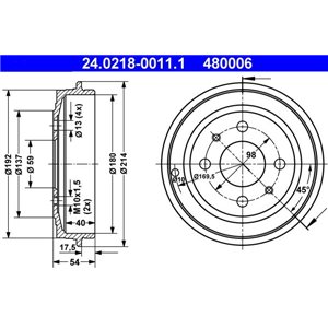 24.0218-0011.1  Brake drum ATE 