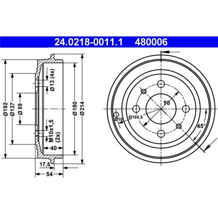 24.0218-0011.1 Brake Drum ATE