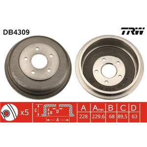 DB4309 Тормозной барабан TRW - Top1autovaruosad