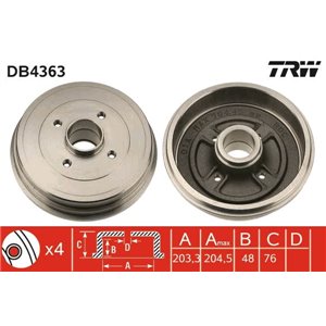 DB4363  Brake drum TRW 