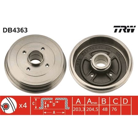 DB4363 Тормозной барабан TRW