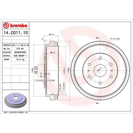 14.C011.10 Тормозной барабан BREMBO