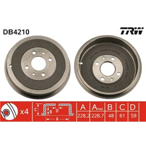 DB4210 Brake Drum TRW - Top1autovaruosad