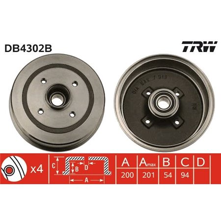 DB4302B Brake Drum TRW