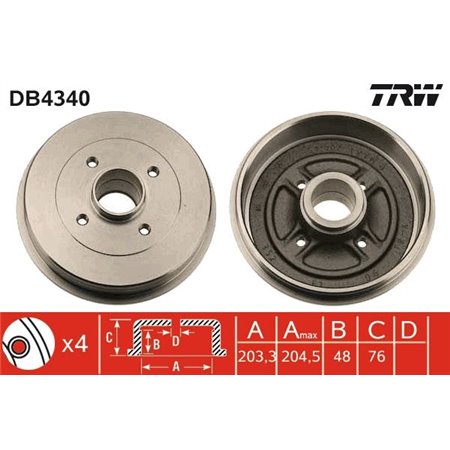 DB4340 Brake Drum TRW