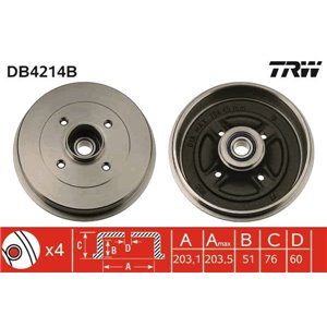 DB4214B Тормозной барабан TRW - Top1autovaruosad
