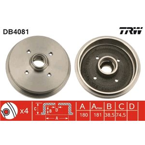 DB4081 Тормозной барабан TRW - Top1autovaruosad