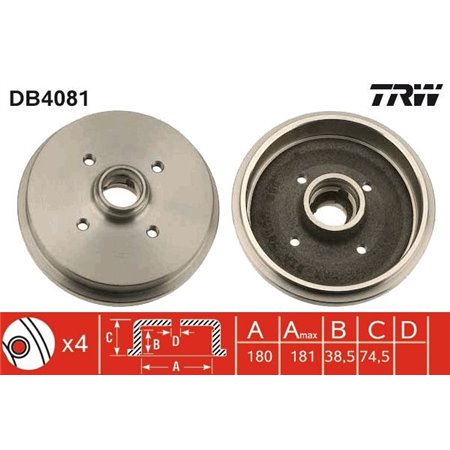 DB4081  Brake drum TRW 