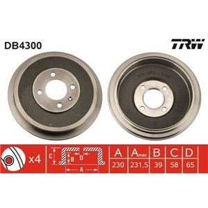 DB4300  Brake drum TRW 
