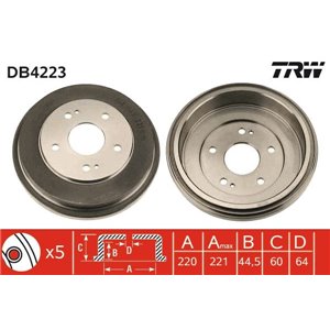 DB4223  Brake drum TRW 