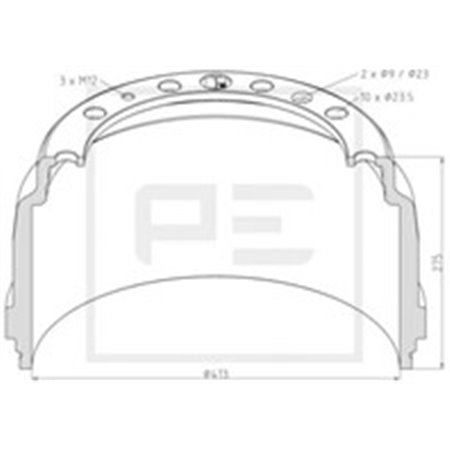 126.074-00  Brake drum PETERS 