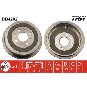 DB4202  Brake drum TRW 