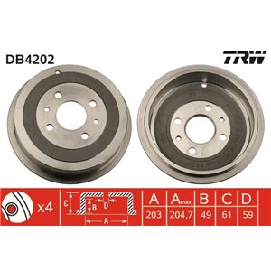 DB4202 Тормозной барабан TRW      - Top1autovaruosad