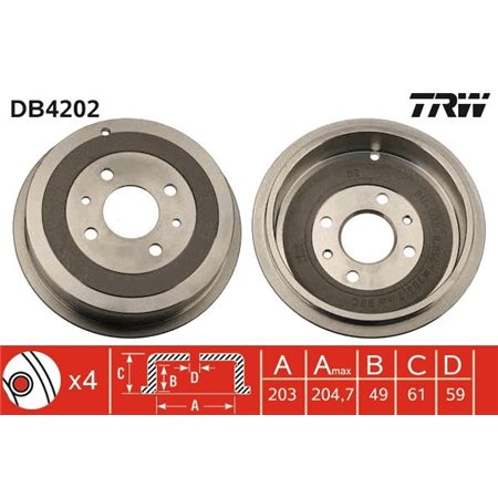 DB4202 Brake Drum TRW