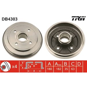 DB4303  Brake drum TRW 