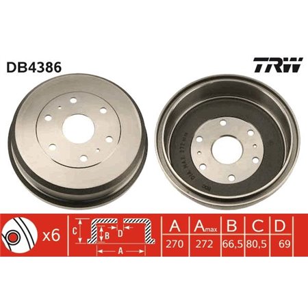 DB4386 Brake Drum TRW