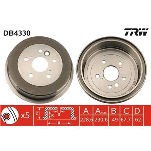 DB4330  Brake drum TRW 