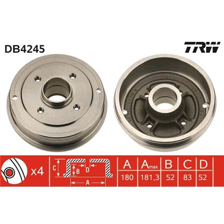 DB4245 Brake Drum TRW