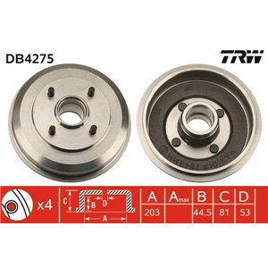 DB4275 Brake Drum TRW - Top1autovaruosad