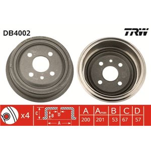 DB4002 Тормозной барабан TRW - Top1autovaruosad