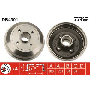 DB4301 Тормозной барабан TRW      - Top1autovaruosad