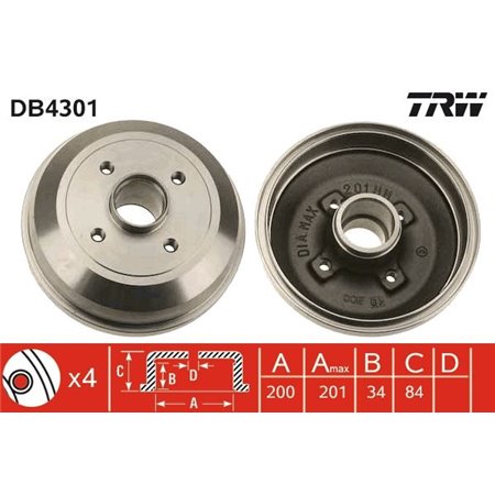 DB4301 Тормозной барабан TRW